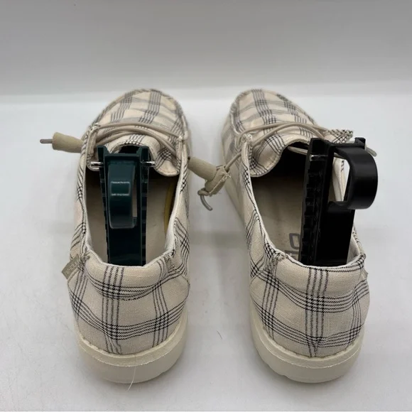Hey Dude Wendy Plaid Beige Women’s Size 7 121410558 Casual Comfort Slip On Shoes - Picture 4 of 16
